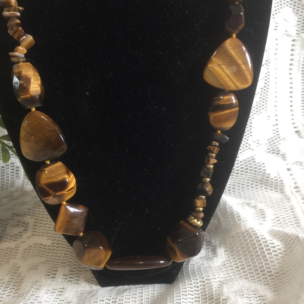 Coldwater Creek Tiger Eye Stone Beaded Necklace